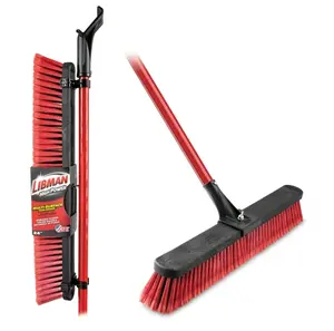 Push Brooms 24 in. Multi-Surface Red & Black Heavy Duty Steel Handle