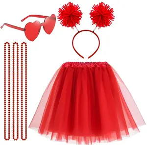 6-Piece Party Set, Ballet Dress, Accessories, Heart Sunglasses, Beaded Necklace, Wedding, Birthday, Cosplay Party
