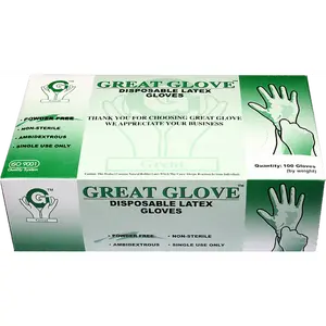 Great Latex Gloves, Powder Free Exam Gloves - Large