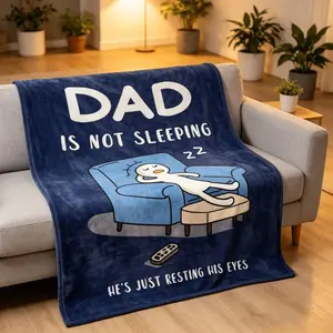 Father’s Day Dad Gift Flannel Blanket for Kids & Adults, Funny Daddy Is Not Sleeping He’s Just Resting His Eyes Blue Napping Blanket, Kids Blanket Adult Blanket from Daughter Son, Birthday Throw for Father Husband, bed accessories blankets