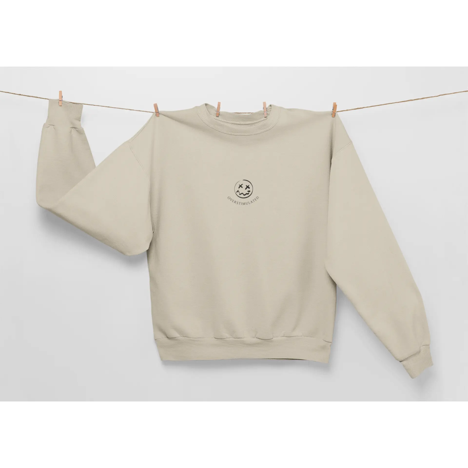 Overstimulated Smiley Face Cozy Sweatshirt, Hypebeast Crewneck Jumper, Happy Face Graphic Pullover, Comfy Emoji Sweater, Soft Fleece Top Stylish Classic Casual day sweatshirt