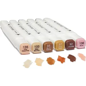 6 Colors  Tone  Markers Set, , , Earth Colors Dual Tips Art Markers Drawing Sketched Double Tipped for Adults Beginner  ( Tone)