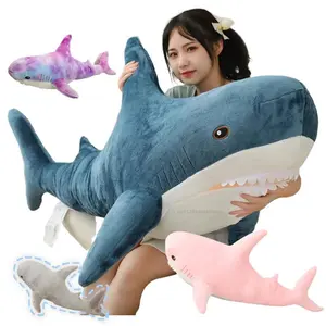 Simulated Shark Sea Creature Blue Pink Grey Fish Toy  Super soft Dolls Cartoon Pillow Bed Decor Birthday Gift for Girls Boys