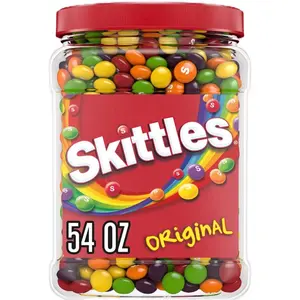 Skittles Original Chewy Candy Bulk Jar 54 Oz Assorted Fruit Flavored Candies in a Large Container Skittles Original Chewy Candy Bulk Jar 54 Oz Assorted Fruit Flavored Candies in a Large Container