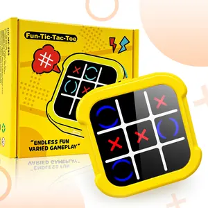 Portable Electronic Tic Tac Toe Handheld Game Console Device - Rechargeable, Multifunction, Silent Mode, Fun Educational Toy Gift for Kids, Ideal for Birthday & Family Game Night