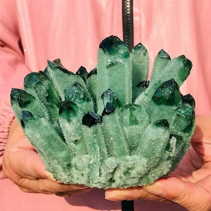 2026Rare Large Raw Green Ghost Crystal Cluster Natural Rough Geode Reiki Quartz