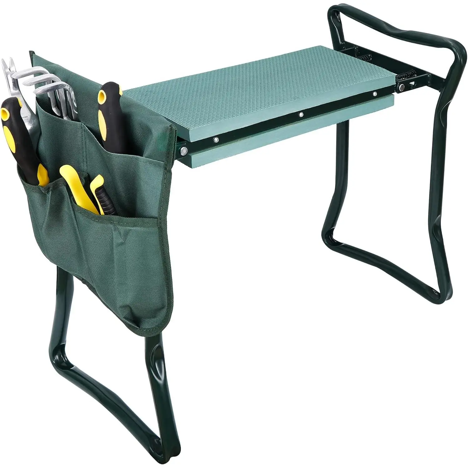 HomGarden 2-in-1 Folding Garden Kneeler & Cushioned Durable Workseat Bench, with Kneeling Pad, Large Tool Pouch, Ergonomic Foldable Stool for Seniors, Outdoor Gardening Gifts (2 Sets), Cushioned Gardening Workseats, Durable Gardening Workseats