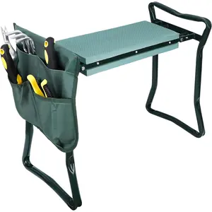 #Summervibes HomGarden Folding Garden Kneeler and Seat Bench 2 in 1, with Kneeling Pad & Large Tool Pouch, Ergonomic Foldable Gardener Stool for Seniors with Bad Knees, Outdoor Gardening Gifts for Women (2 Sets)