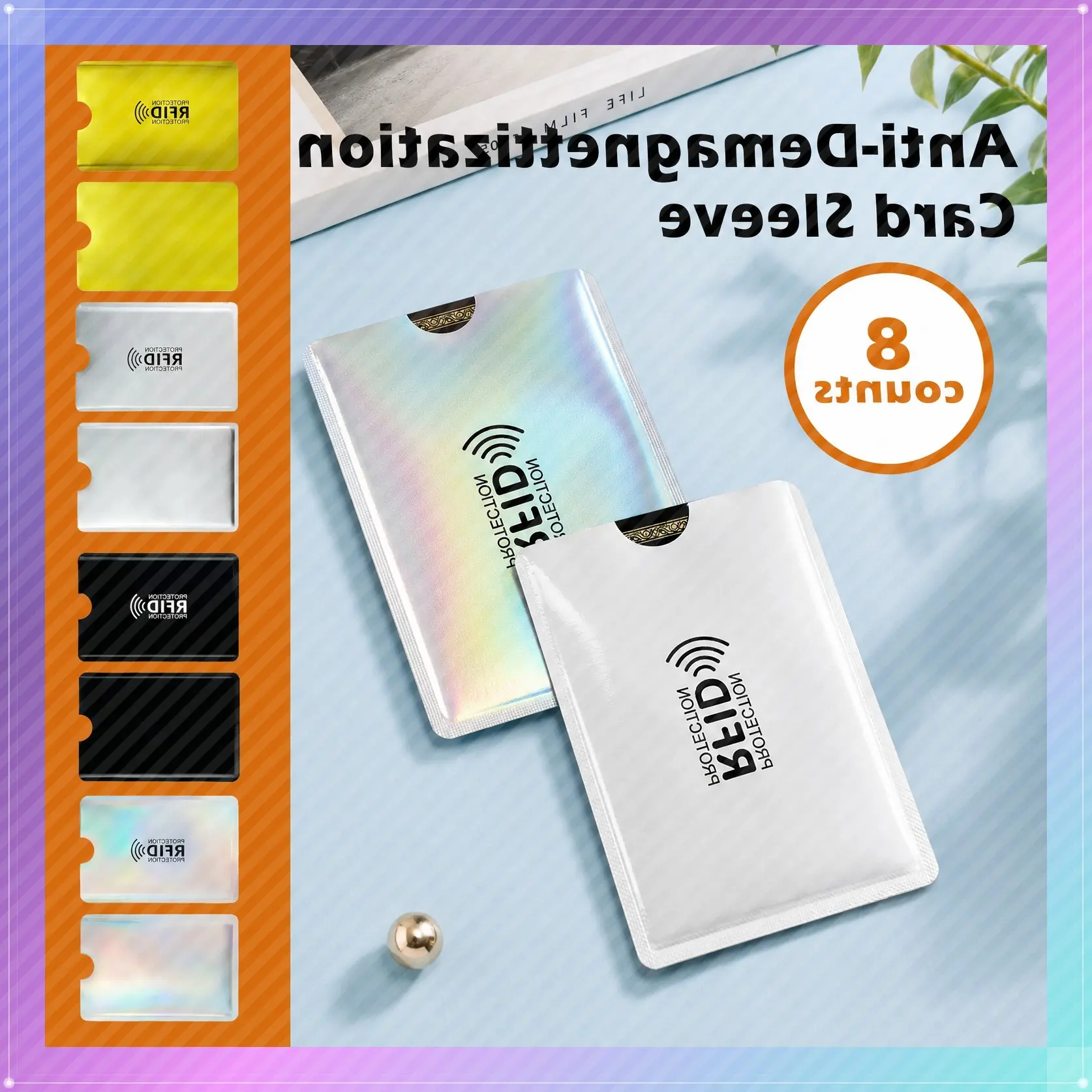 8 Counts RFID Blocking Sleeves Set,made from waterproof aluminum material,bank cards for convenient insertion