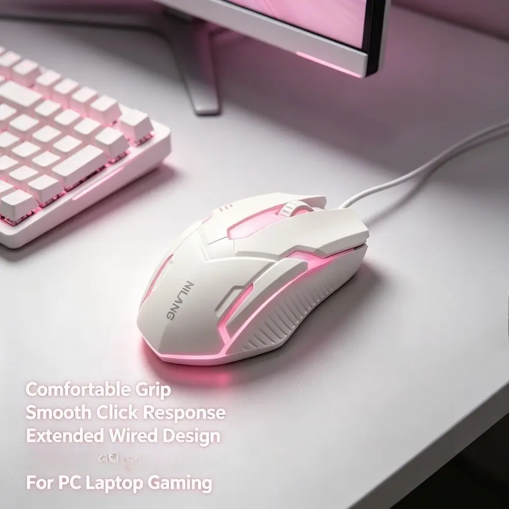 1pc Wired Gaming Mouse, Ergonomic Grip Optical Design, Plug-and-Play, Compatible with Laptops & Desktops, Ideal for Gaming & Office Daily Use