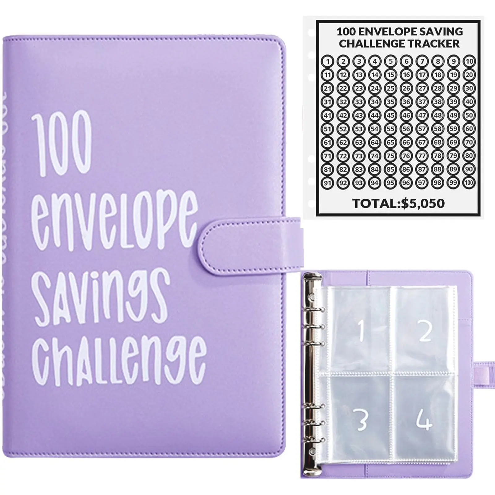 【Christmas gifts】100 Envelopes Money Saving Challenge Binder, Budget Binder Savings Challenges Book with Cash Envelopes, A5 Budget Planner Book to Save $5,050,Tiktok Hit budget planner