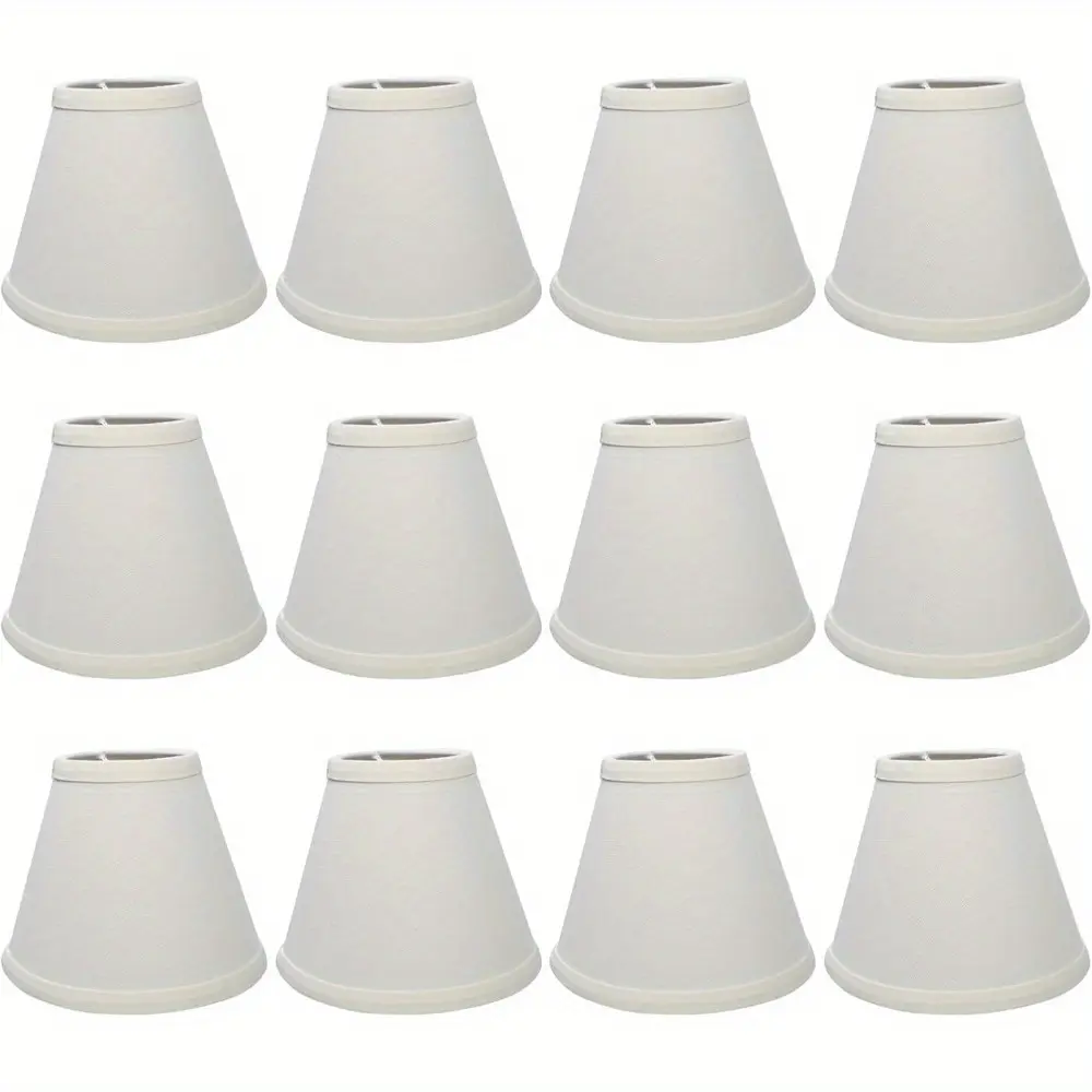 12 Pack Small Lamp Shade 3" x 6" x 5" White Barrel Fabric Lampshade Cover Beige Linen for Table Floor Lamp Eyes Protected Appearance