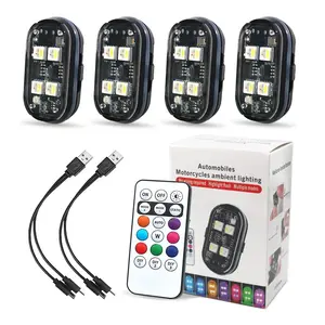4/6/8x Car Decoration light Underglow Car Atmospher Lamp Multifunctional Ambient Lights Wireless LED Strobe Lights 8 Colors Warning Light for Motorcycle Car Aircraft Bike Car Lighting Accessories