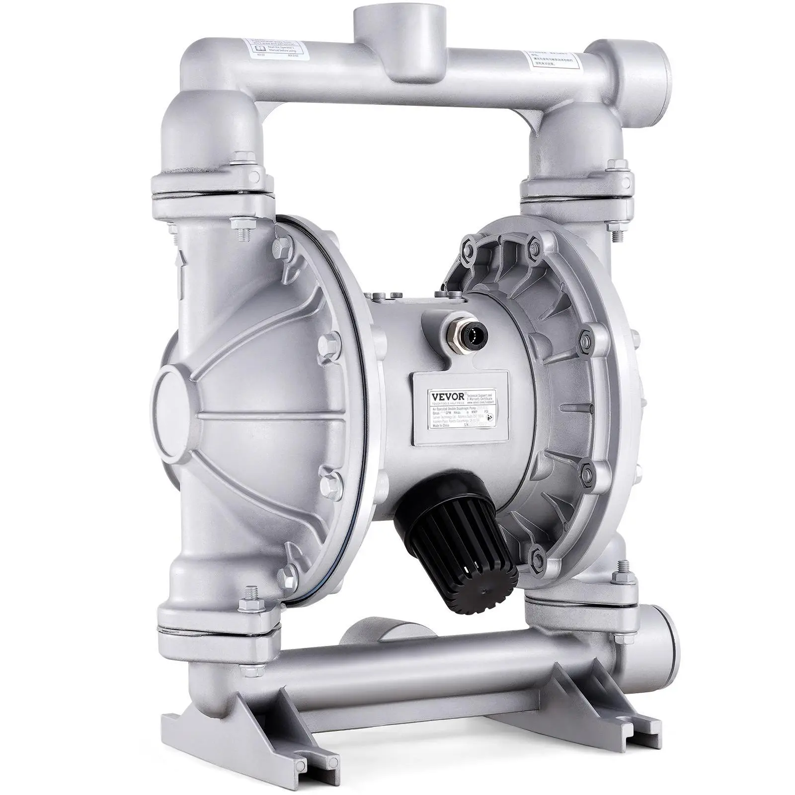 【Summerfinds】VEVOR Air Operated Double Diaphragm Pump, 44GPM, Max 115PSI Air Waste Oil Pneumatic Transfer Pump with 2 Extra Diaphragms, 1-1/2 inch Inlet & Outlet Aluminum Alloy Diaphragm Pump for Diesel Grease Oil