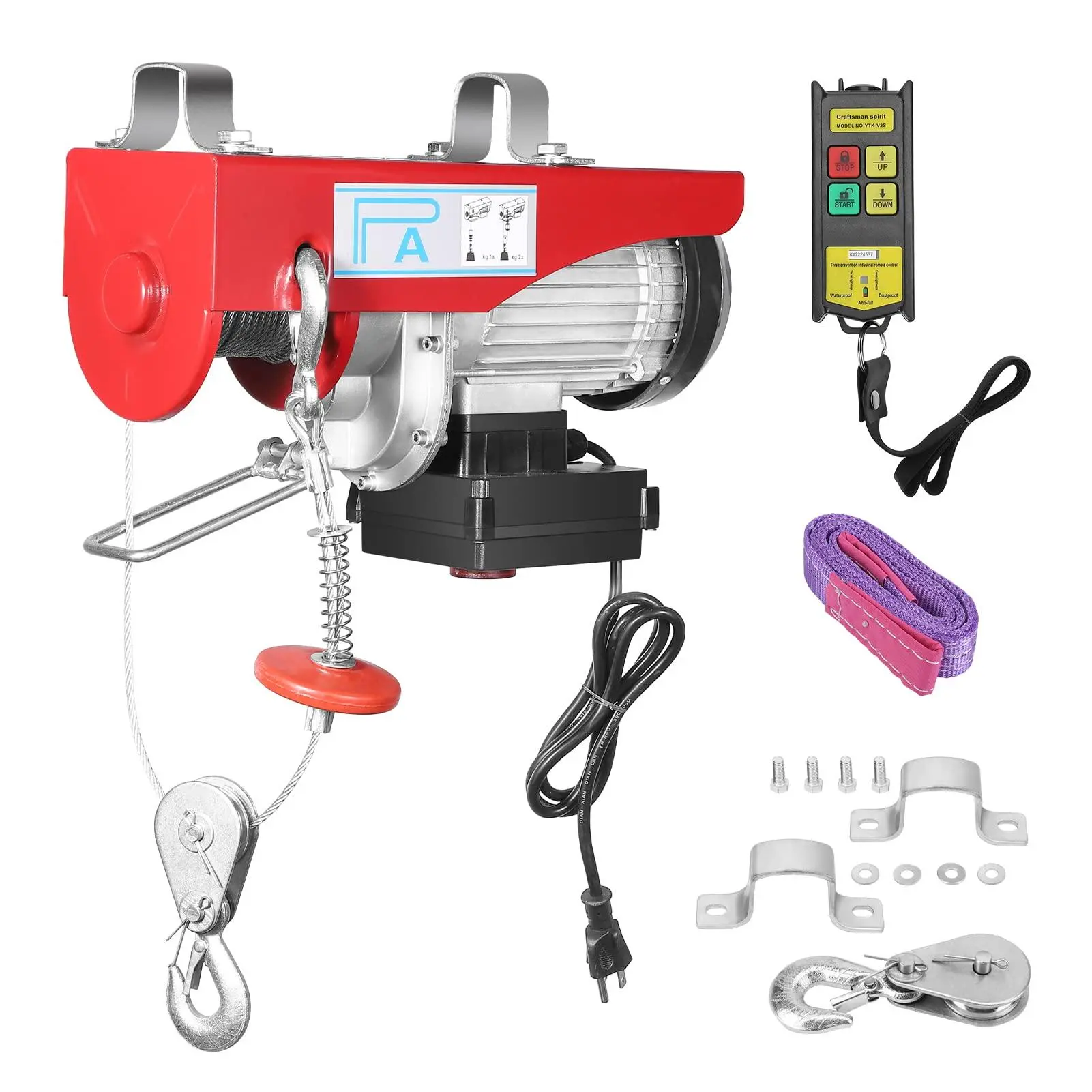 GAOMON Heavy Duty Remote Control Electric Hoist, 120V Electric Winch with 40 Ft Lifting Height, 440 Lbs Load for Factories, Attic Garage Lift Needs