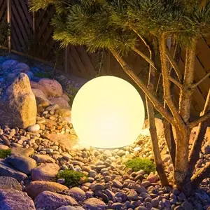 Hoodink 8-in Solar Globe Light Outdoor, Waterproof Solar Ball Light for Outside w/Remote, 16 RGB Color Changing Glowing Orb Lamp Landscape Lighting Mood Lamp w/Ground Stake for Garden Patio Yard Pathway Decor