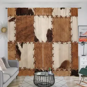 Cow Print Curtains Set of 2, Farm Vintage Printed Door Curtain with Rod Pocket, Digital Print Privacy Curtain, Easy to Hang Polyester Curtains
