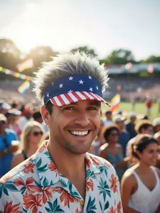 Funny American Flag Wig Visor Hat, Crazy Hair Sun Visor for 4th of July Party & BBQ, Patriotic Accessory for Festive Celebrations
