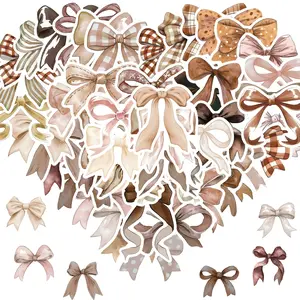Bows Stickers, 50pcs/set Monogram Decal, Vintage Aesthetic Stickers, Vinyl Waterproof Bows Stickers for Water Bottle Laptop Phone Journal