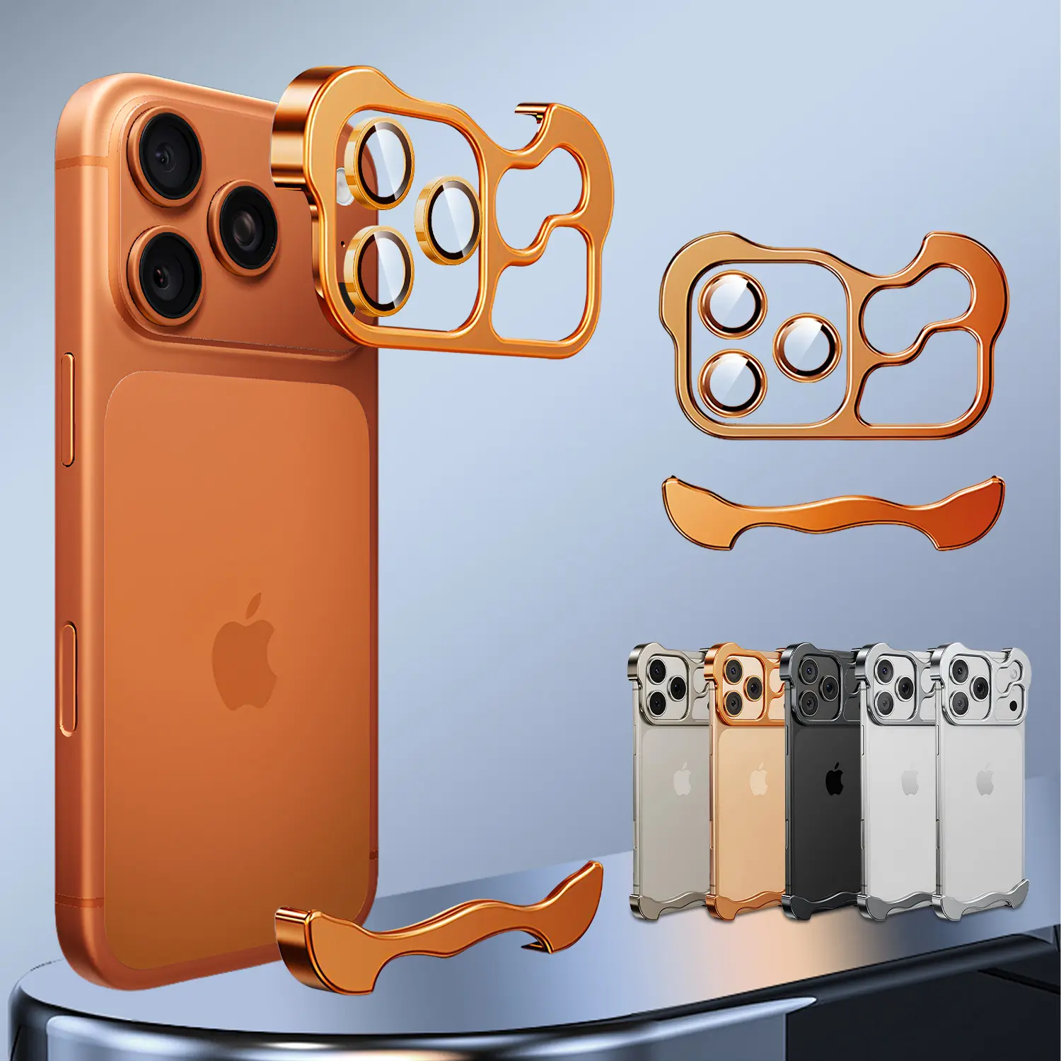 Frameless Series Designed for iPhone 17 Pro Max 16 15 14 13 Case,Minimalist Protective Shock Absorption Aerospace Grade Aluminum Shells & Elastomer Inlays Easy Fit,Shockproof Bumper Cover