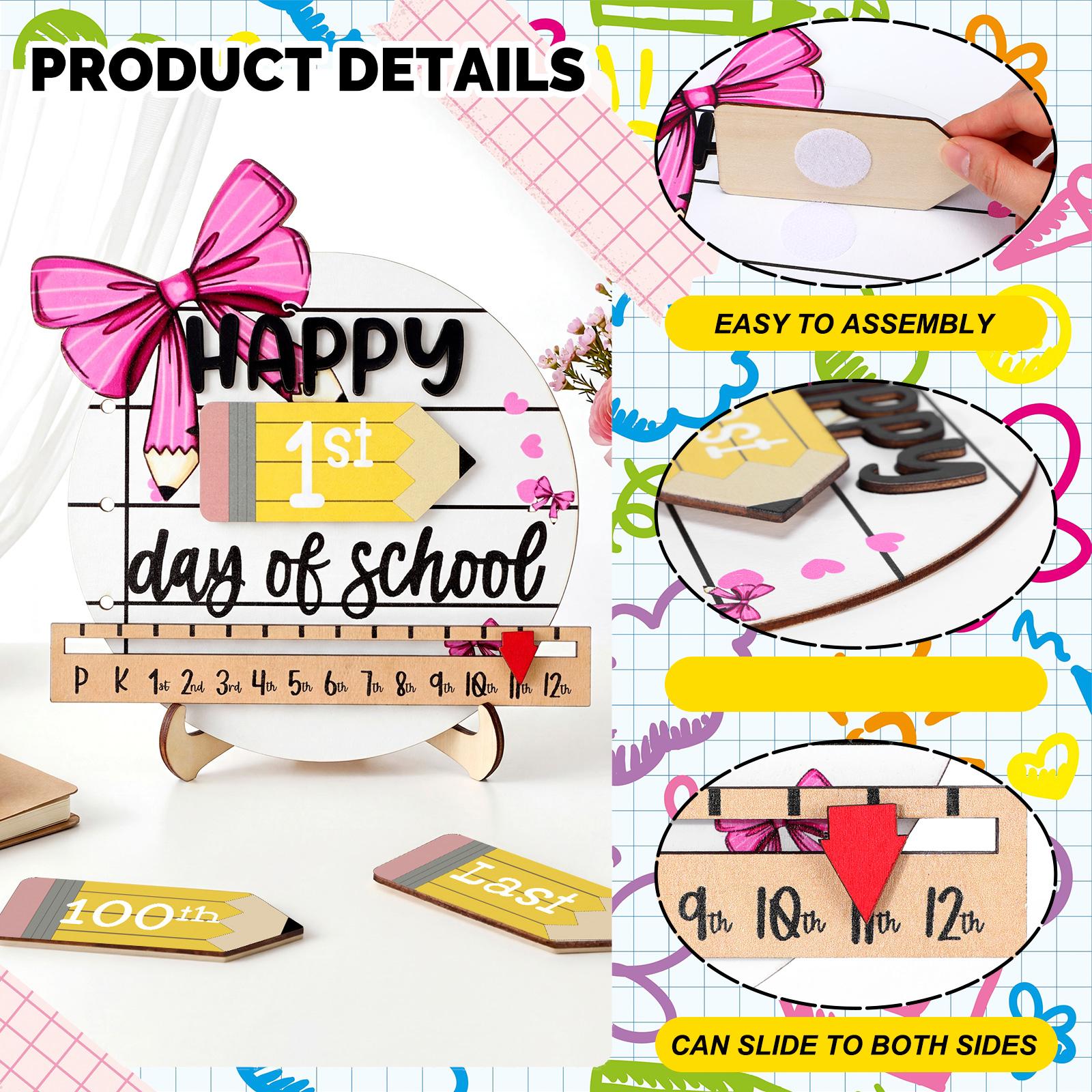 First & Last Day of School Sign Reusable Dry Erase 8" - Back to School Board Gifts Wooden Pencil Style, Cute Pencil Bow Notebook Design for Pre-K Kindergarten Photo Props First Day Last Day Traditions Teachers Parents Essentials Class of 2026 First & Last Day of School Sign Reusable Dry Erase 8" - Back to School Board Gifts Wooden Pencil Style, Cute Pencil Bow Notebook Design for Pre-K Kindergarten Photo Props First Day Last Day Traditions Teachers Parents Essentials Class of 2026
