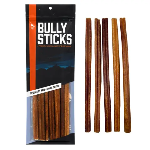12-inch Bully Sticks (8oz./~5 Sticks) Healthy, All-Natural, Long-Lasting Dog Chew Bones - Low Odor - Mixed Thickness - Lab-Tested, Hand-Inspected and Packed with Love in The USA - High Protein Treats