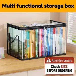 【 Free Shipping 】Large Clear Thick Plastic Storage Box with Hinged Lid,Camping, Travel, Attic and Moving Heavy-Duty Durable High Capacity Organizer, Perfect for Home,
