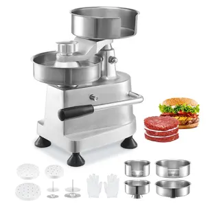【fathersdaygift】VEVOR Commercial Burger Patty Maker Hamburger Beef Patty Maker with 3 Convertible Mold(4/5/6-inch)Heavy Duty Stainless Steel Burger Press MachineMeat Forming Processor with 1500 Pcs Patty Papers