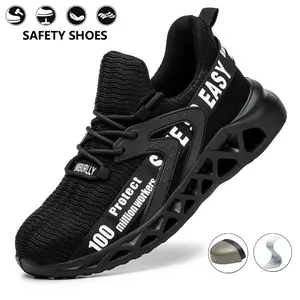Men Steel Toe Safety Shoes Lightweight Breathable Soft Sole Anti-smash Industrial Work Boots Multiscenario Working Footwear