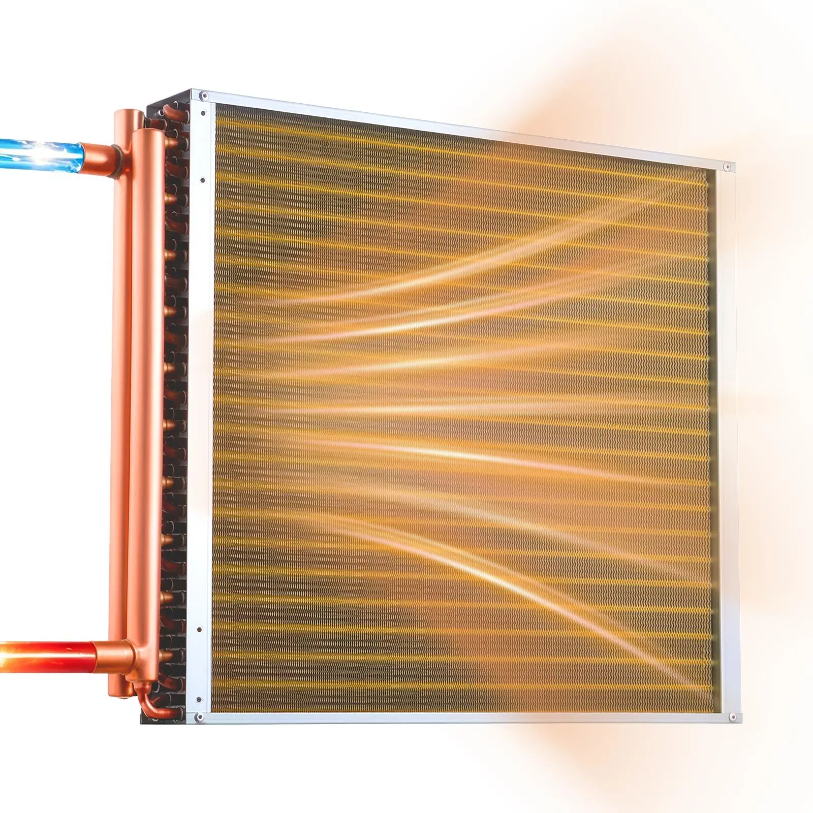 【Summerfinds】VEVOR Water to Air Heat Exchanger, 22 x 22 in Finned Tube HVAC Heat Exchanger Coil with Copper Tubes & Aluminum Fins, 190K BTU Output for Outdoor Wood Furnace, Hydronic Heating & Cooling Systems