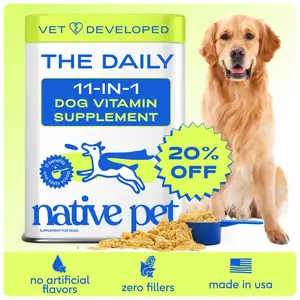 Native Pet The Daily Dog Vitamins & Supplements - 11-in-1 Vitamin Powder for Dog Food Topper - Collagen, Glucosamine, Probiotics, Omega & More- Supports Healthy Gut, Mobility & Overall Health