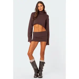 Gino Fold Over Knit Mini Skirt