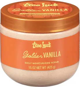 Tree Hut Golden Vanilla Daily Moisturizing Scrub, Gentle Exfoliating, Hydrating & Nourishing Whipped Body Scrub with Shea Butter, Hydrated Silica, Smooth & Soften Skin, Body Polish, 15 oz