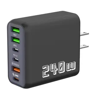 6 Ports USB C PD Charger 240w Quick Charge 3.0, Type C USB Phone Chargers, Super Fast Charging Adapter for iPhone Samsung Xiaomi