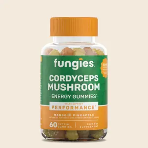 Cordyceps Mushroom Gummies, Mango & Pineapple Flavor - Mushroom Herbal Supplement Gummy for Adults Supports Endurance, Energy & Performance - Caffeine-Free Energy Gummies - 60 Servings