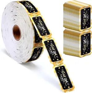 Pasimy 1000 Pcs 2026 Tickets Roll Single Raffle Tickets Roll Black Golden Good Luck Numbered Card Fundraiser Events Prizes Drinks Entry Class Reward Events for 2026 Party Supplies