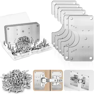 6 count Cabinet Hinge Repair Replacement Kit, Stainless Steel Cabinets Hinge Repair Plate Brackets with Screws, Hinges Repair Board, Kitchen Cupboard Door Hinge Repair Fixing Plates
