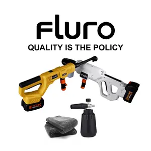 Fluro Multifunctional Powerful Cordless Pressure Washer, 21V 3.0Ah Lithium Battery, 265W 1000 PSI, 6-in-1 Nozzle, Portable Easy Installation, for Car Washing & Automotive Maintenance