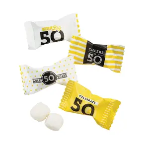 14 oz. 50th Birthday Buttermints in Bright Yellow Wrappers - 108 Pc.