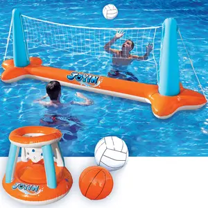 Inflatable Pool Float Set Volleyball Net & Basketball Hoops, Floating Swimming Game Toy for Kids and Adults, Summer Floaties, Volleyball Court (L-105”x35”; XL-125”x38” )|Basketball (L-27.6”x23”; XL-27”x29”), Father's Day Gifts TikTokShopSummerTurnup