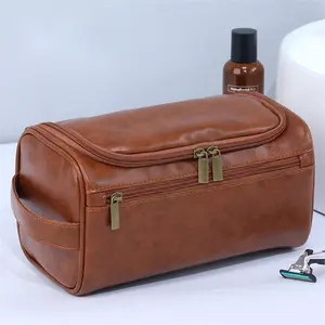 Men's Travel Toiletry Bag, Lightweight Dual-Layer Synthetic Leather Set, Ideal Gift for Best Man & Father's Day, Durable Organizer Kit, Travel Cosmetic Bags, Travel Essentials Bag