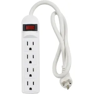 4 Outlet Power Strip, 15A 125V 1875W, 90 Joules, 20-Inch Short Cord with Flat Plug, Small Power Strip Surge Protector, ETL Listed