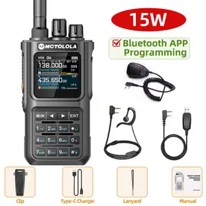 15w Handheld Walkie Talkie Multi-Band Transmission Receiver Bluetooth-compatible Program Smart Noise Reduction Am Fm Amateur Radio 10km Remote Rechargeable Walkie Talkies