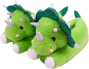 Roaringly Cute Dinosaur Slippers for Women | Plush Dragon-Style House Shoes with Sparkly Details | Cozy Indoor Outdoor Footwear