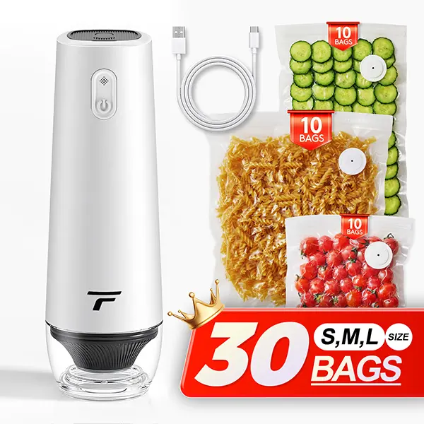 Vacuum sealer for food,Meal Prep Essential Handheld Vacuum Sealer with 30 Reusable Bags - 6X Longer Food Freshness, Wireless Portable Electric Food Saver with Visual Water Tank - One-Touch Powerful Sealing for Kitchen & Travel   #Summervibes #summerwins