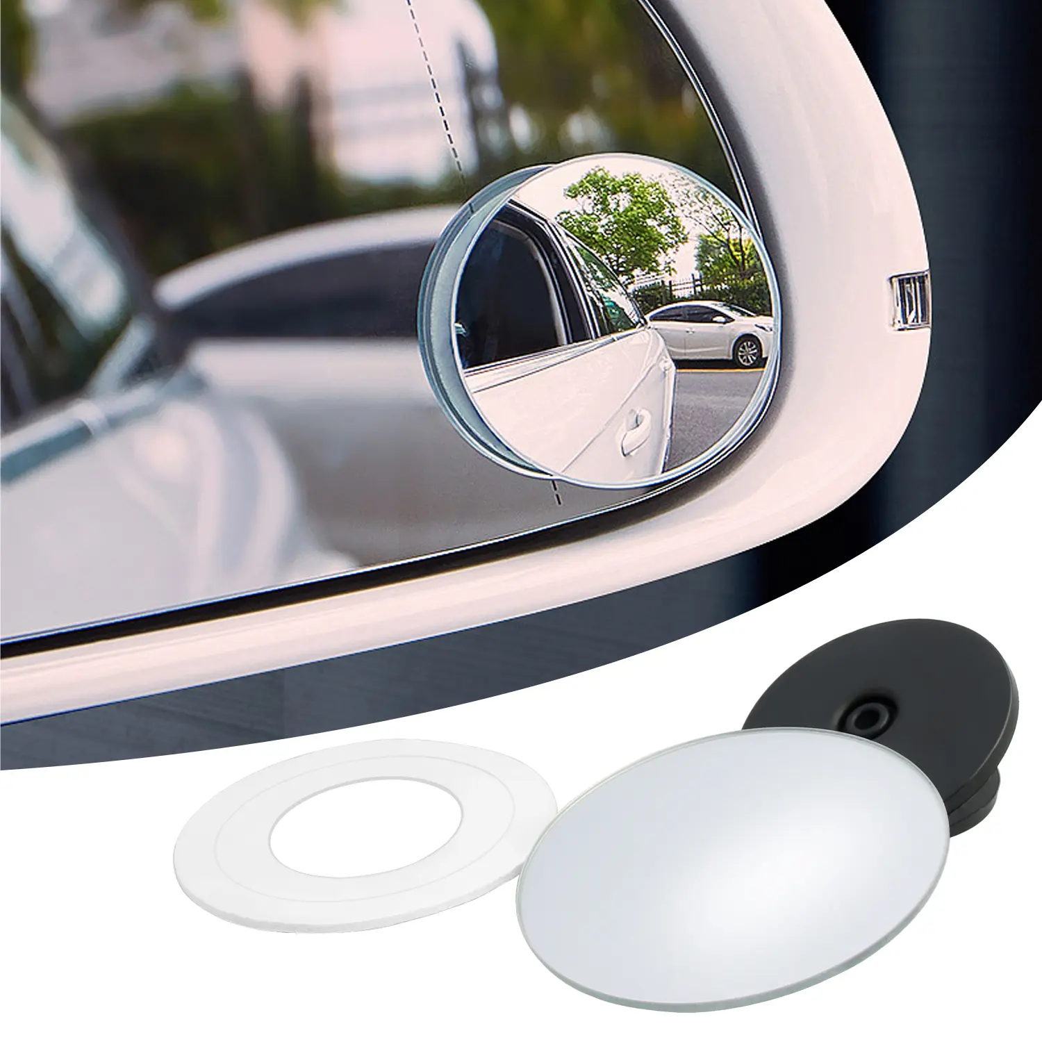 Waterproof HD Car Blind Spot Mirror,1Frameless Round Real Glass,360° Rotatable Adjustable,Super Strong Adhesive,Wide Angle Rear View Safety Mirror,Universal Fit for All Cars SUV Trucks Vanscs