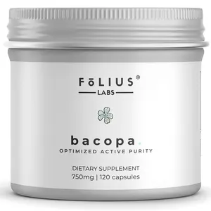 FOLIUS LABS Bacopa Monnieri Capsules 750mg – Herbal Supplement with 40% Bacosides Bacopa Monnieri - Helps to Support Memory and Cognitive Ability