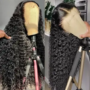 250% 13x6 HD Lace Frontal Wig Human Hair Deep Wave Curly Glueless Wigs Human Hair For Black Women Pre Plucked Wet An Wavy Lace Front Wig 200% Density SpringStatements