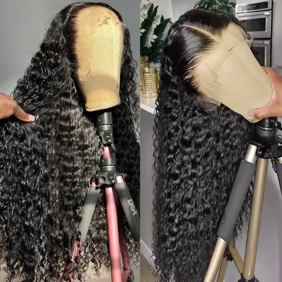 CORIIANA 250% Deep Wave 13x6 HD Lace Frontal Wig Brazilian Curly Glueless Wigs Human Hair For Black Women Pre Plucked Wet An Wavy Human Hair Lace Front Wig 200 Density