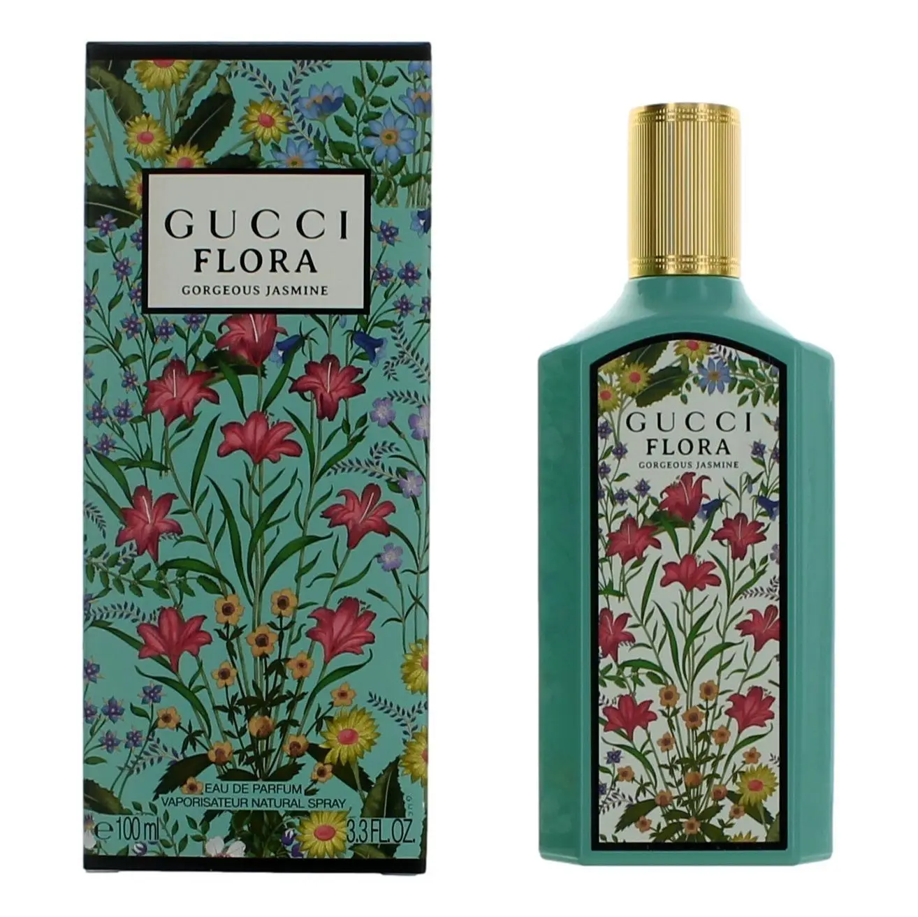 Gucci Flora Gorgeous Jasmine Eau de Parfum - Luxury Aroma Floral Style Women's Fragrance, 3.4 oz (100ml) Spray, Daily Use, By Box